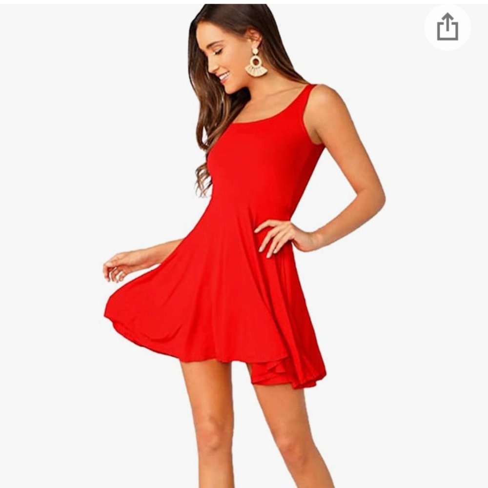 ROMWE Red Women’s Sleeveless Party Dress A-line